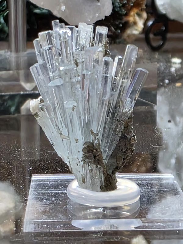 Aquamarine w/Schorl and Mica, on display stand.  AMAZING!