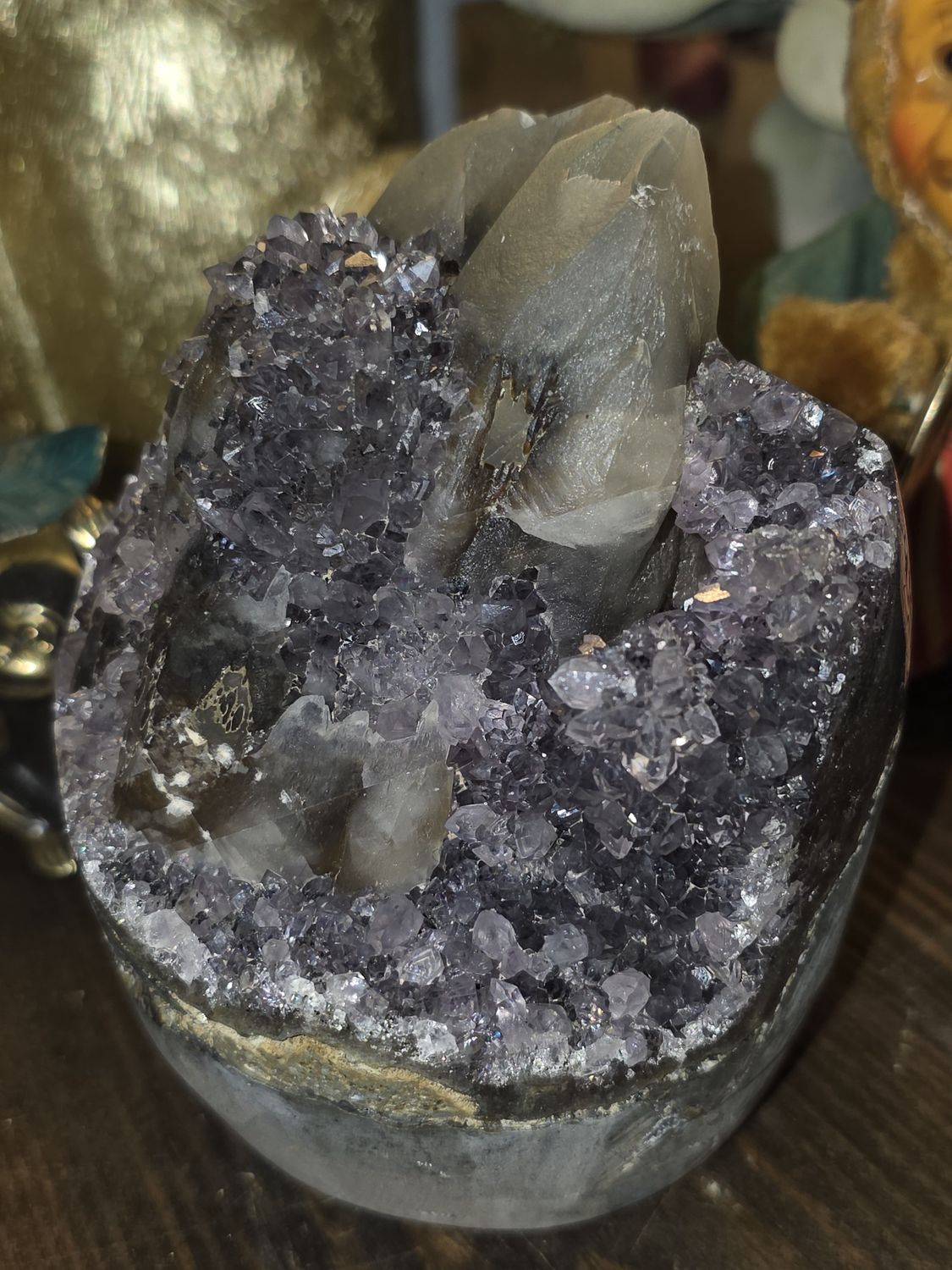 Druzy Rainbow Amethyst freeform w/Calcite