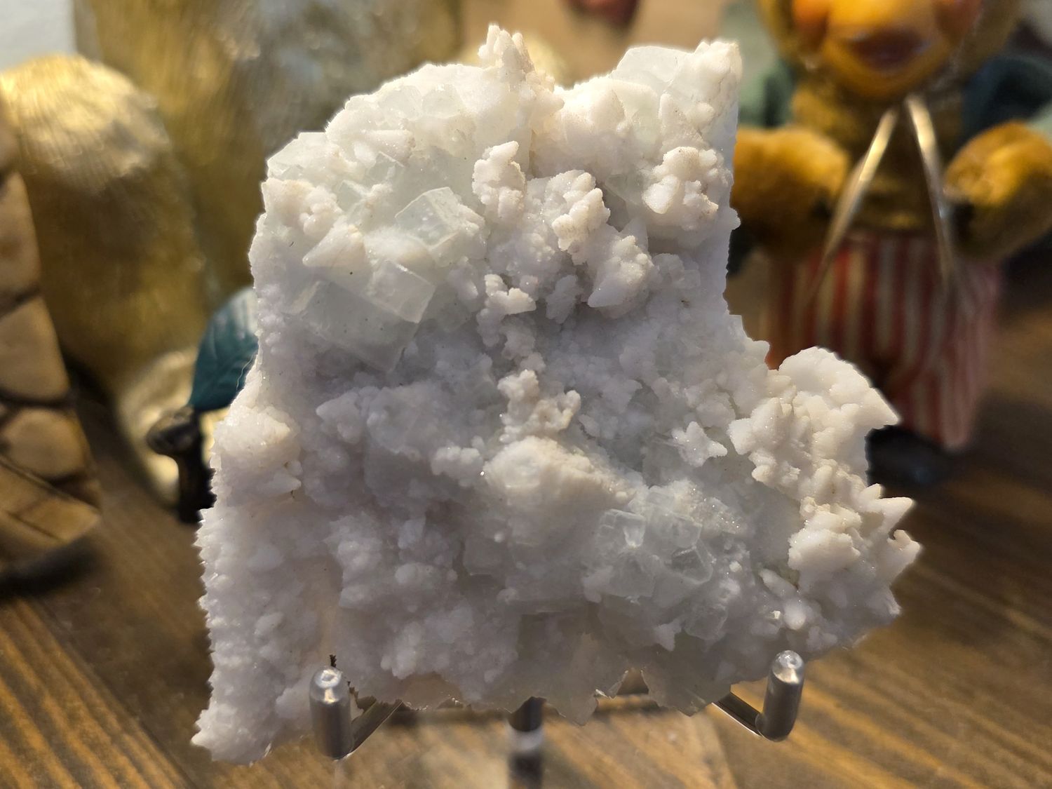 Green Fluorite Crystals w/ Calcite Epimorphs in Matrix