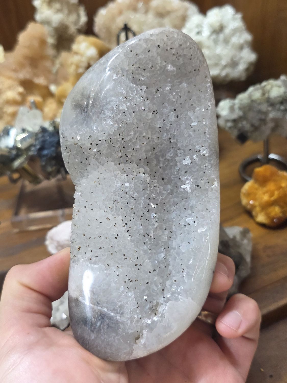 Amethyst w/Pyrite.  Polished back and sides.