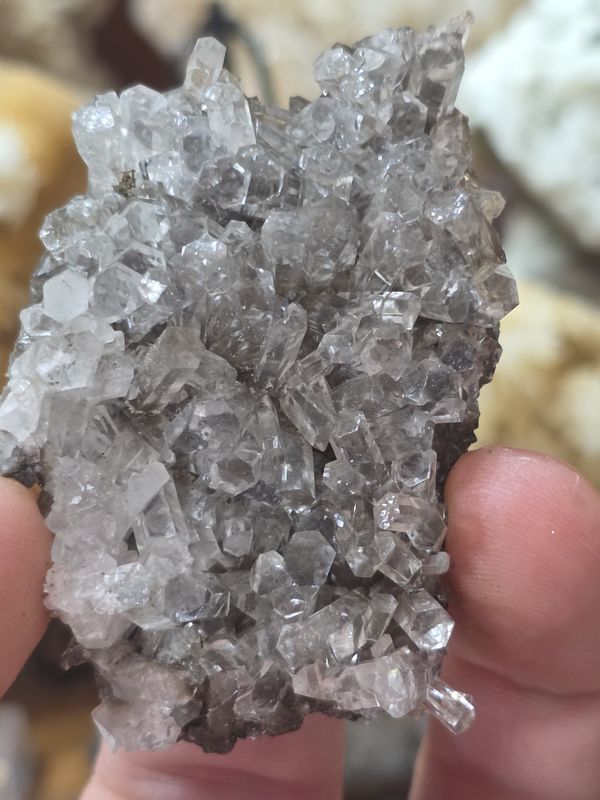 Clear Hexagonal Columnar Calcite crystal cluster. (rare)