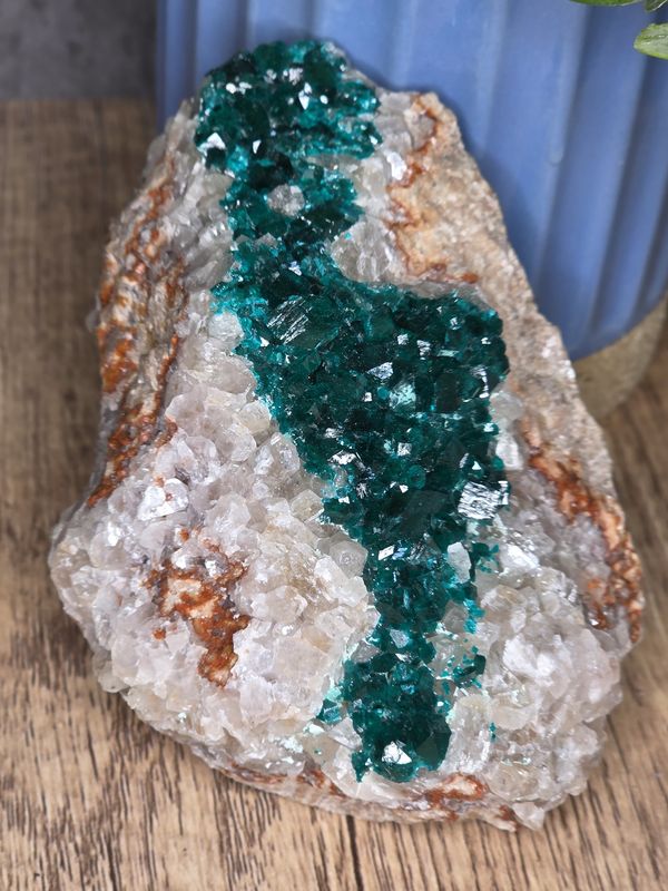 Dioptase w/Quartz.  Beautiful piece!