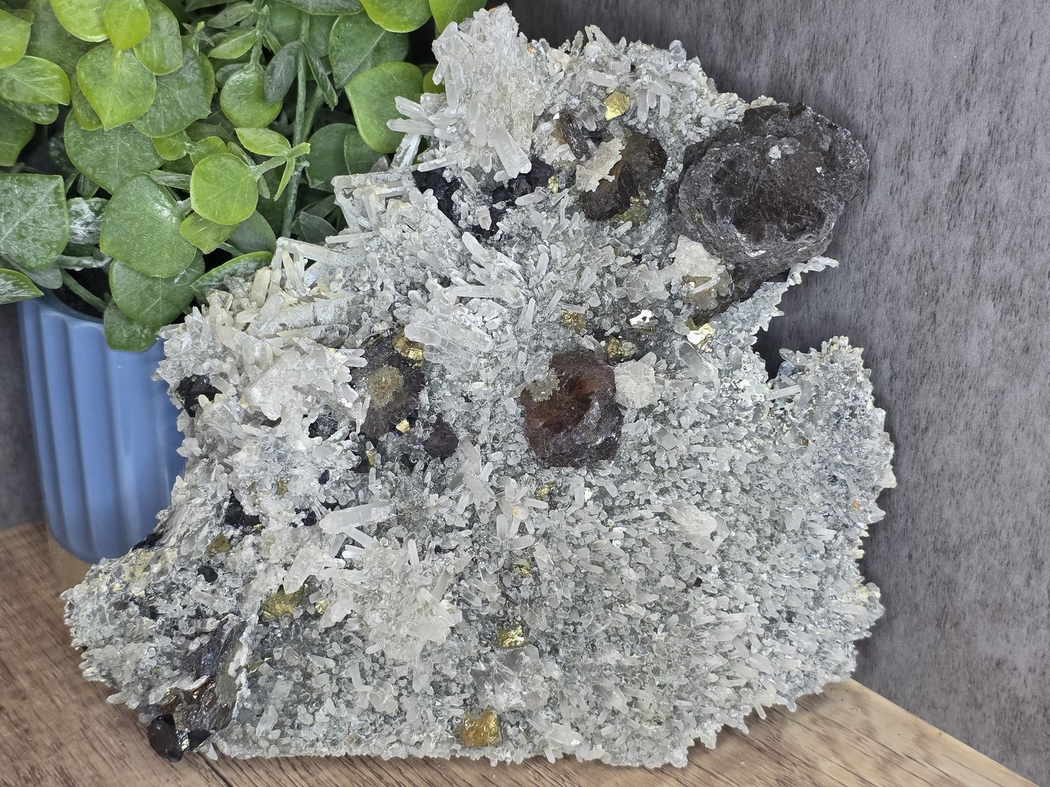 Quartz crystals in matrix w/Magnetite &amp; Arsenopyrite.