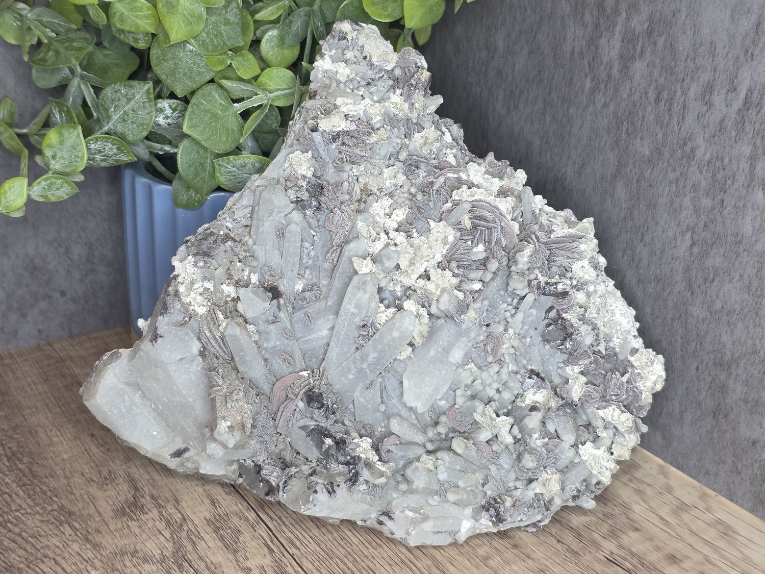 Smokey Quartz w/Druzy Hematite over Calcite in matrix.  Awesome piece!