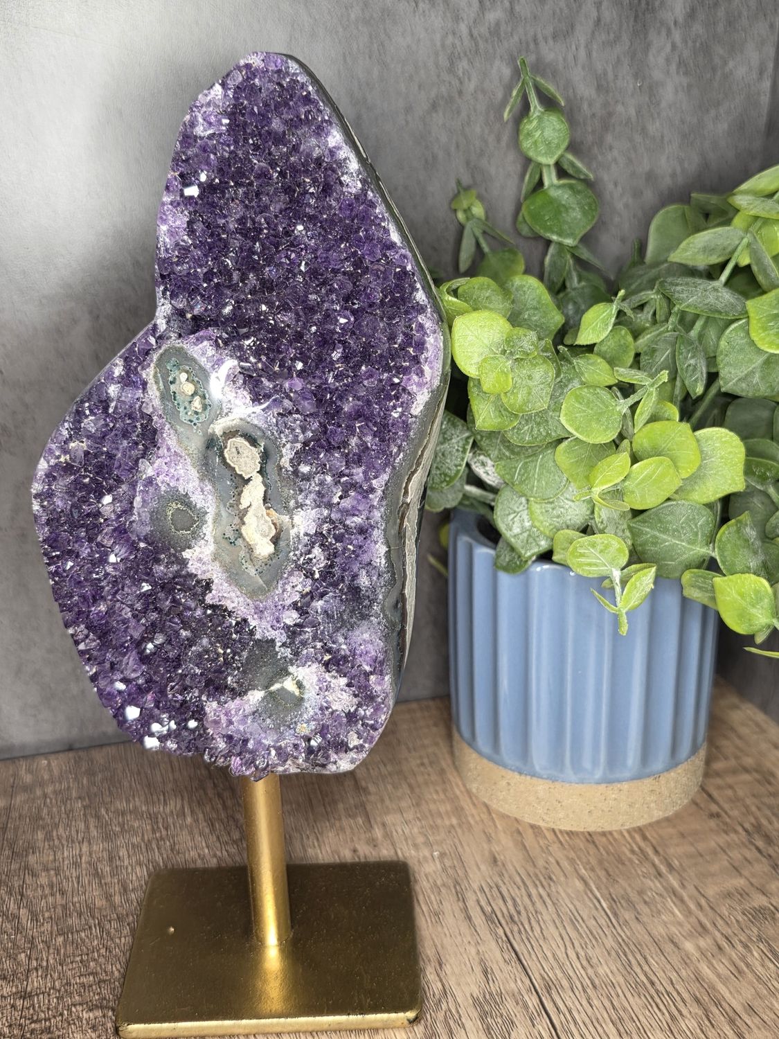 Uruguayan Amethyst w/polished stalactites &amp; custom stand!