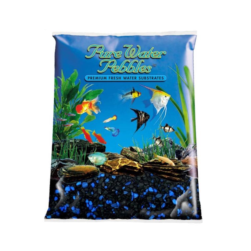 Pure Water Pebbles Premium Fresh Water Coated Aquarium Gravel Midnight Glo, 6ea/5 lb