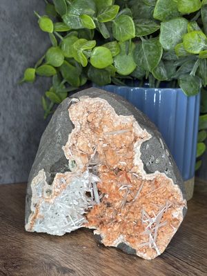 Scolecite on Heulandite geode.  Amazing!