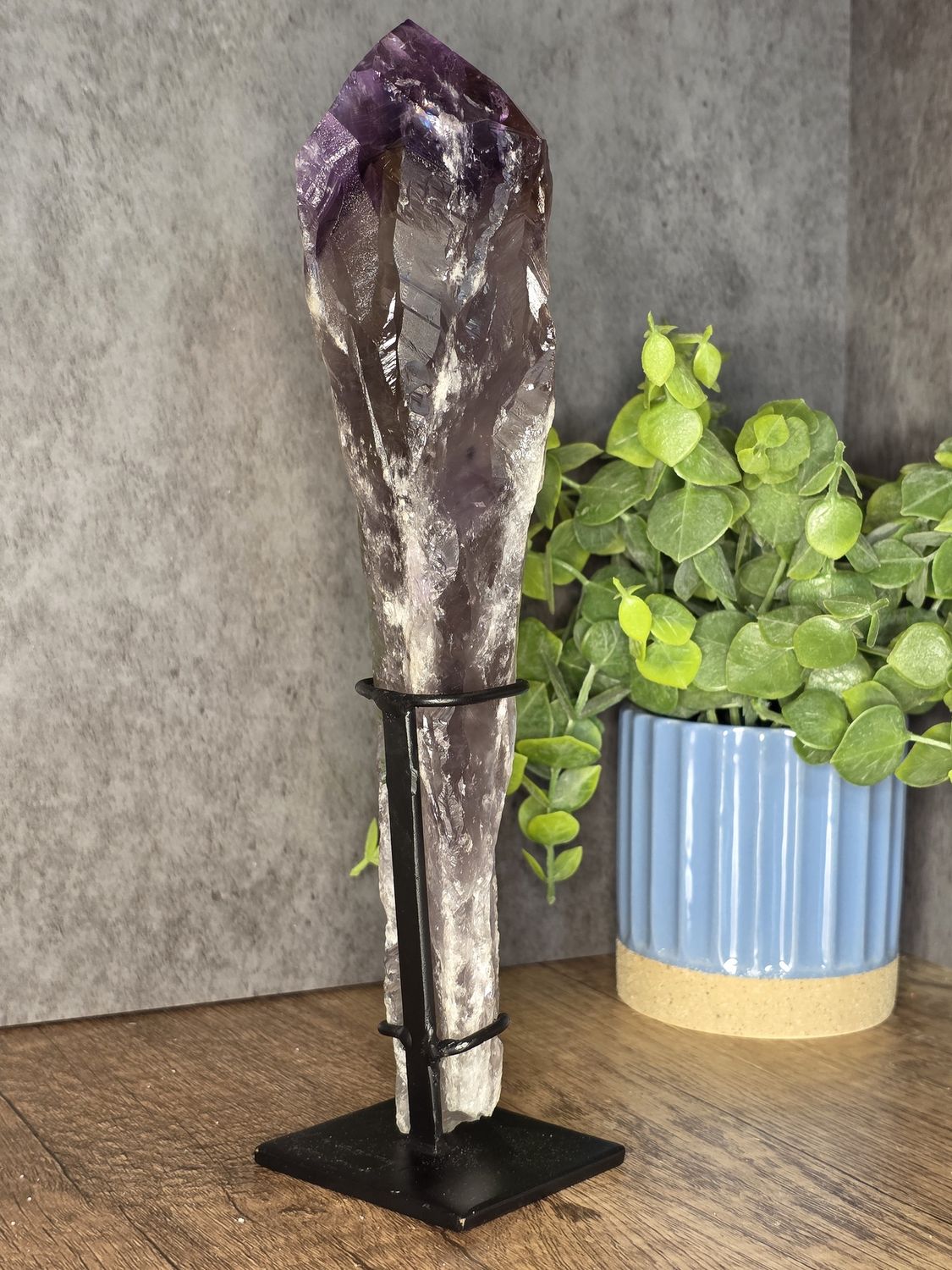 Semi-polished, Amethyst root w/custom stand.  Amazing piece!