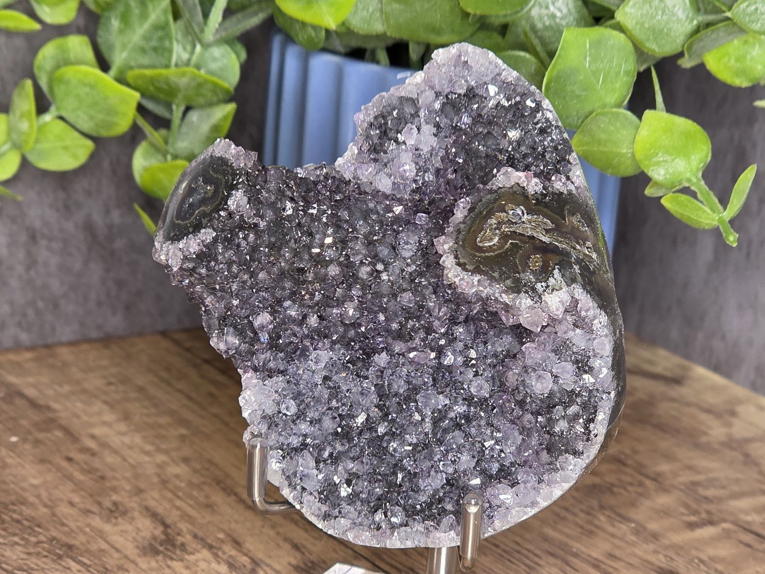 Black Galaxy Amethyst w/polished stalactites