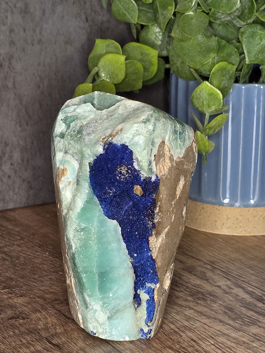 Blue Aragonite w/Azurite.  SPECTACULAR PIECE!