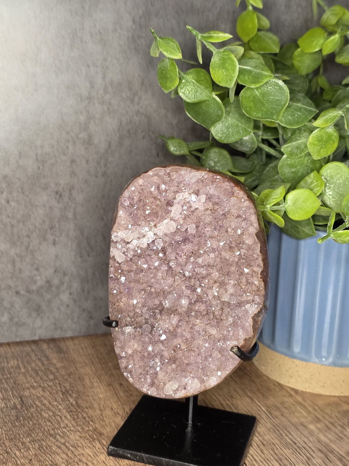 Pink Amethyst on custom stand