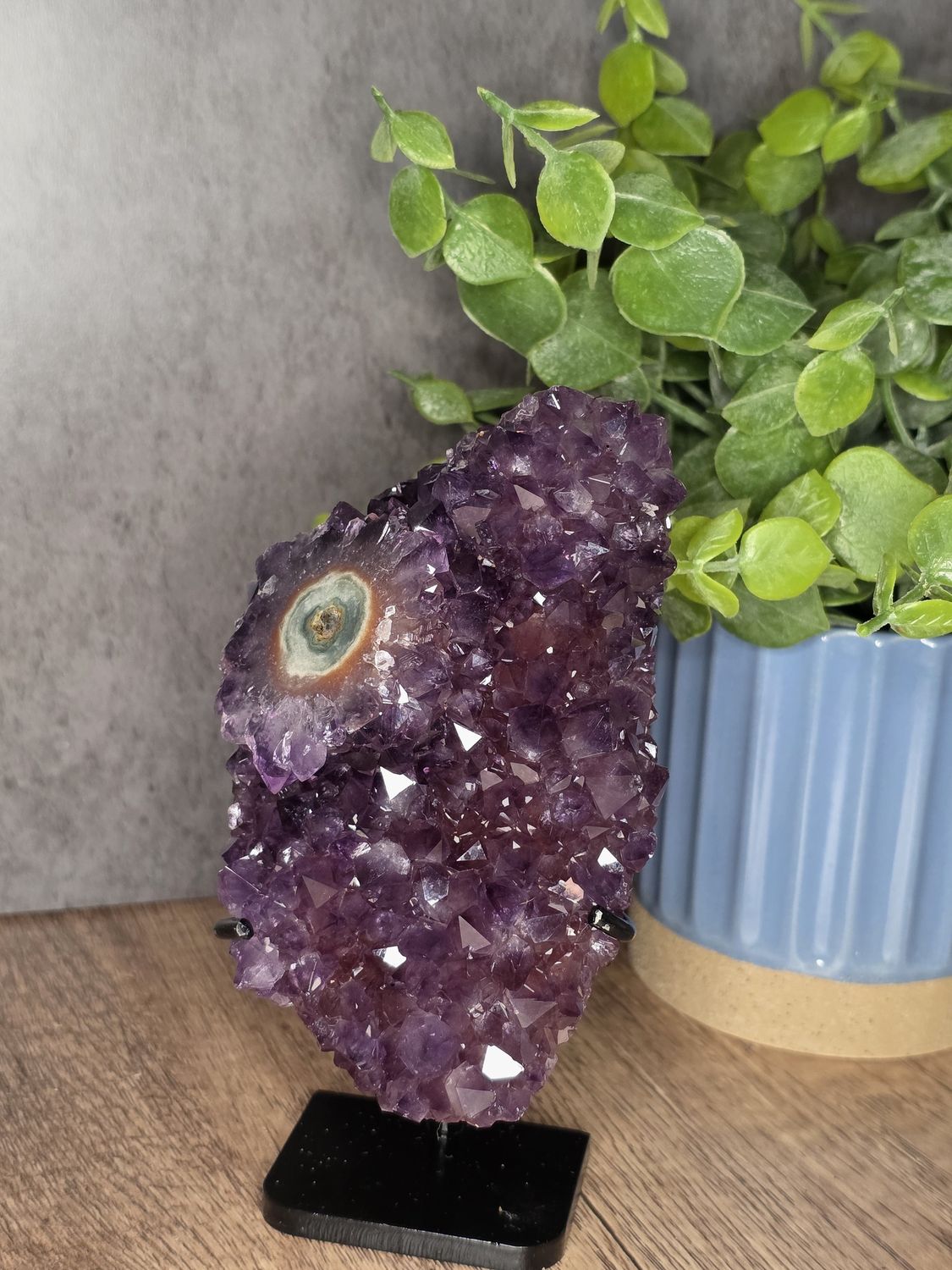 Purple Amethyst w/polished stalactite.  Includes custom stand!