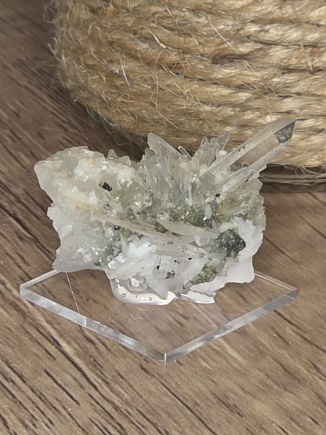 Quartz w/Calcite on glass base