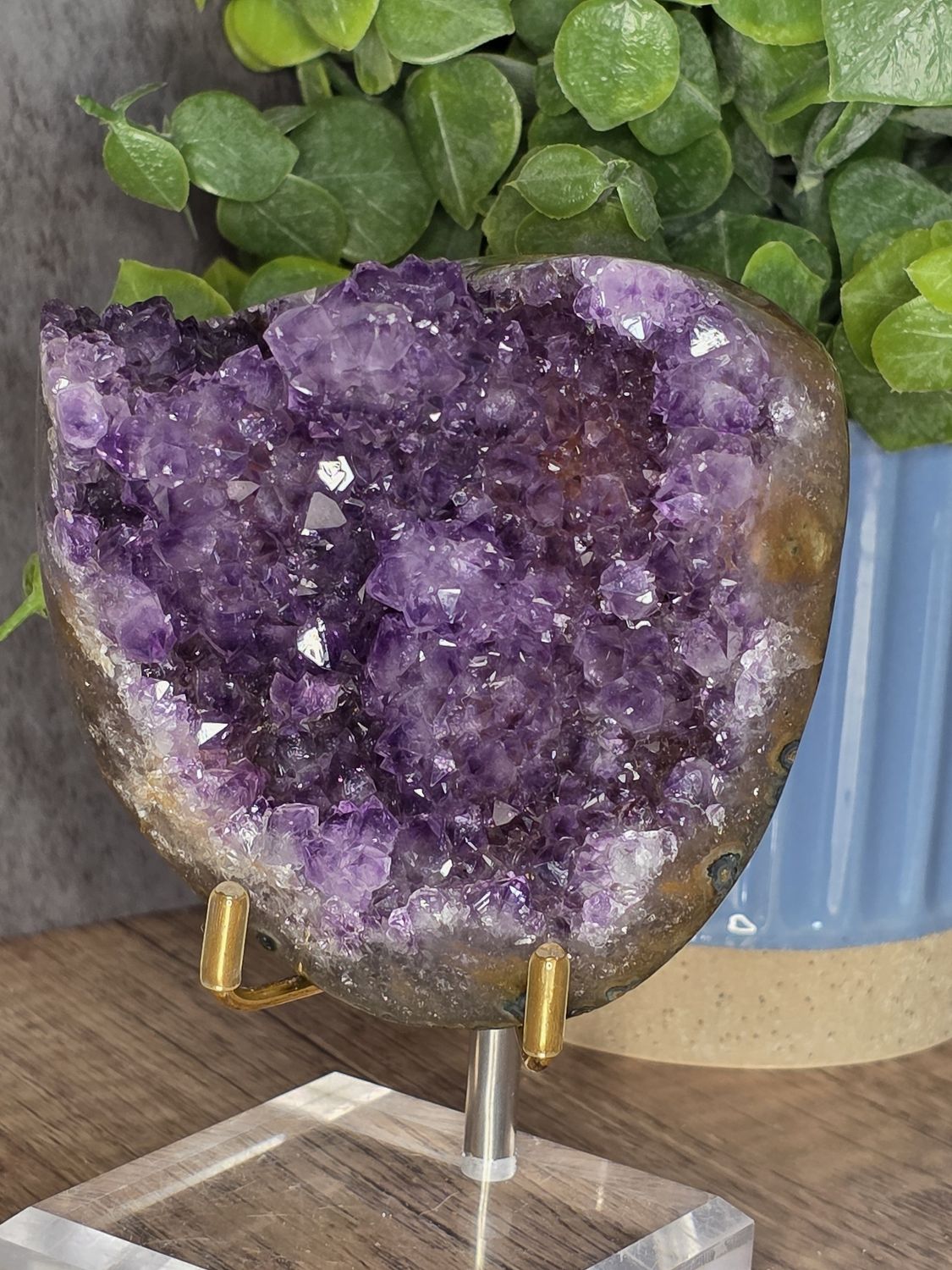 Amazing Purple Amethyst w/stalactites.  Polished sides.