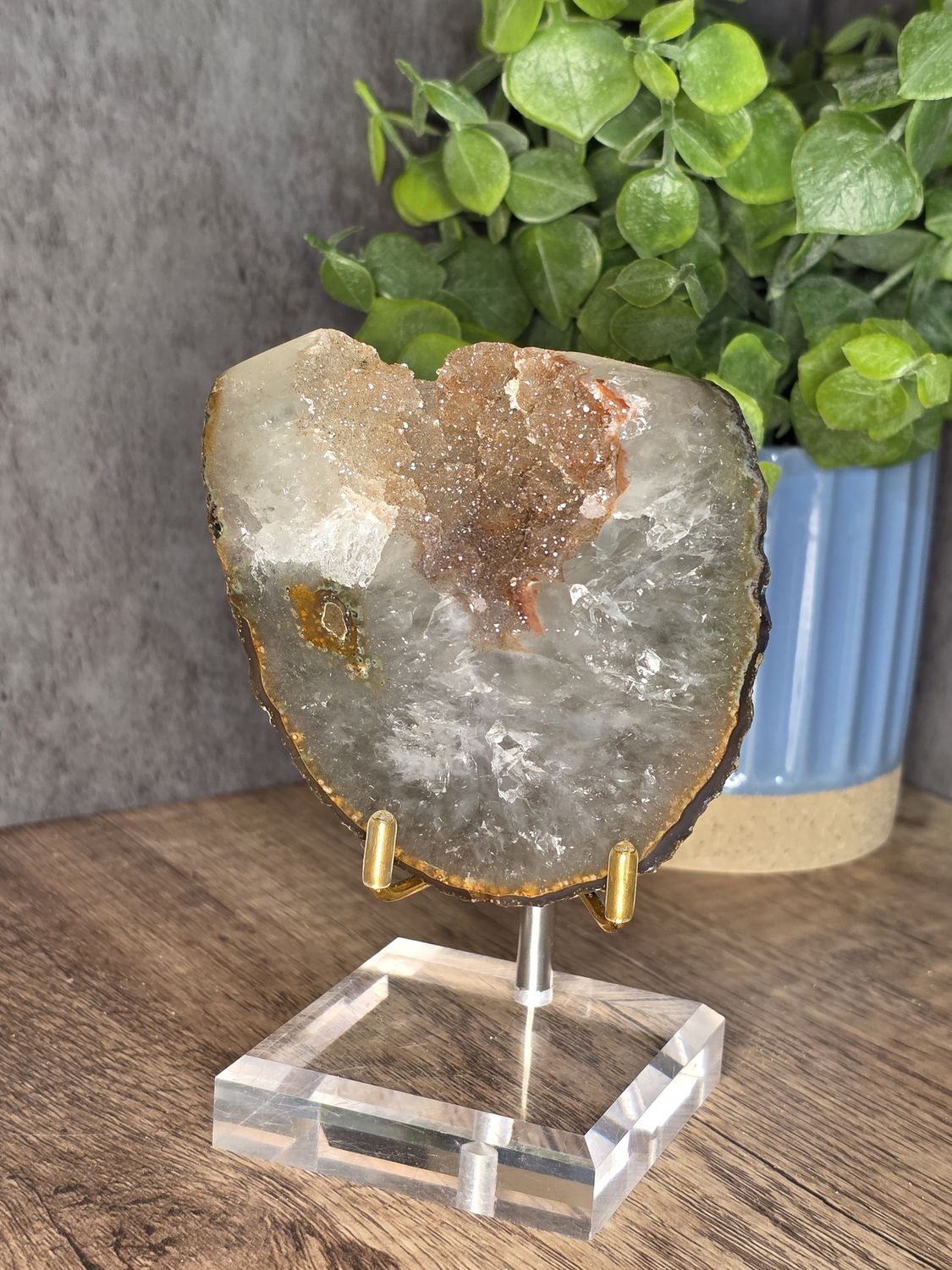 Beautiful druzy Amethyst with polished Quartz.