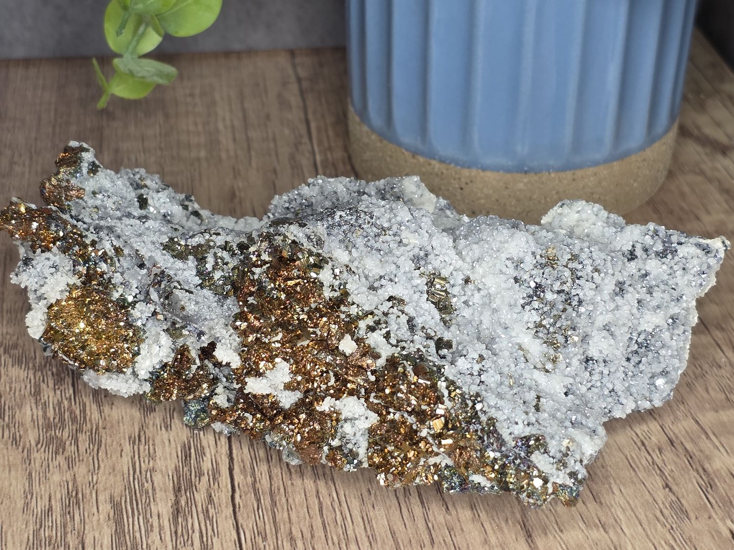 Iridescent Pyrite, w/Quartz gloves from Krushev dol mine