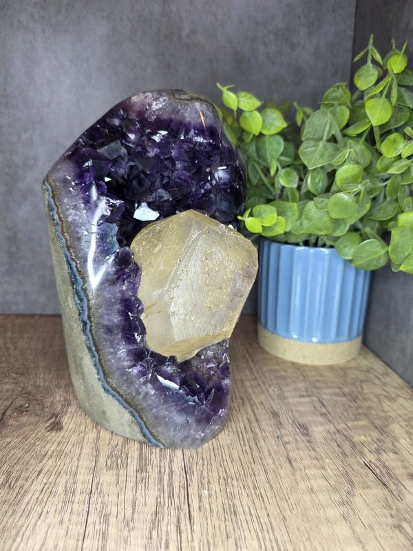 Huge Calcite on Purple Amethyst.  BEAUTIFUL!