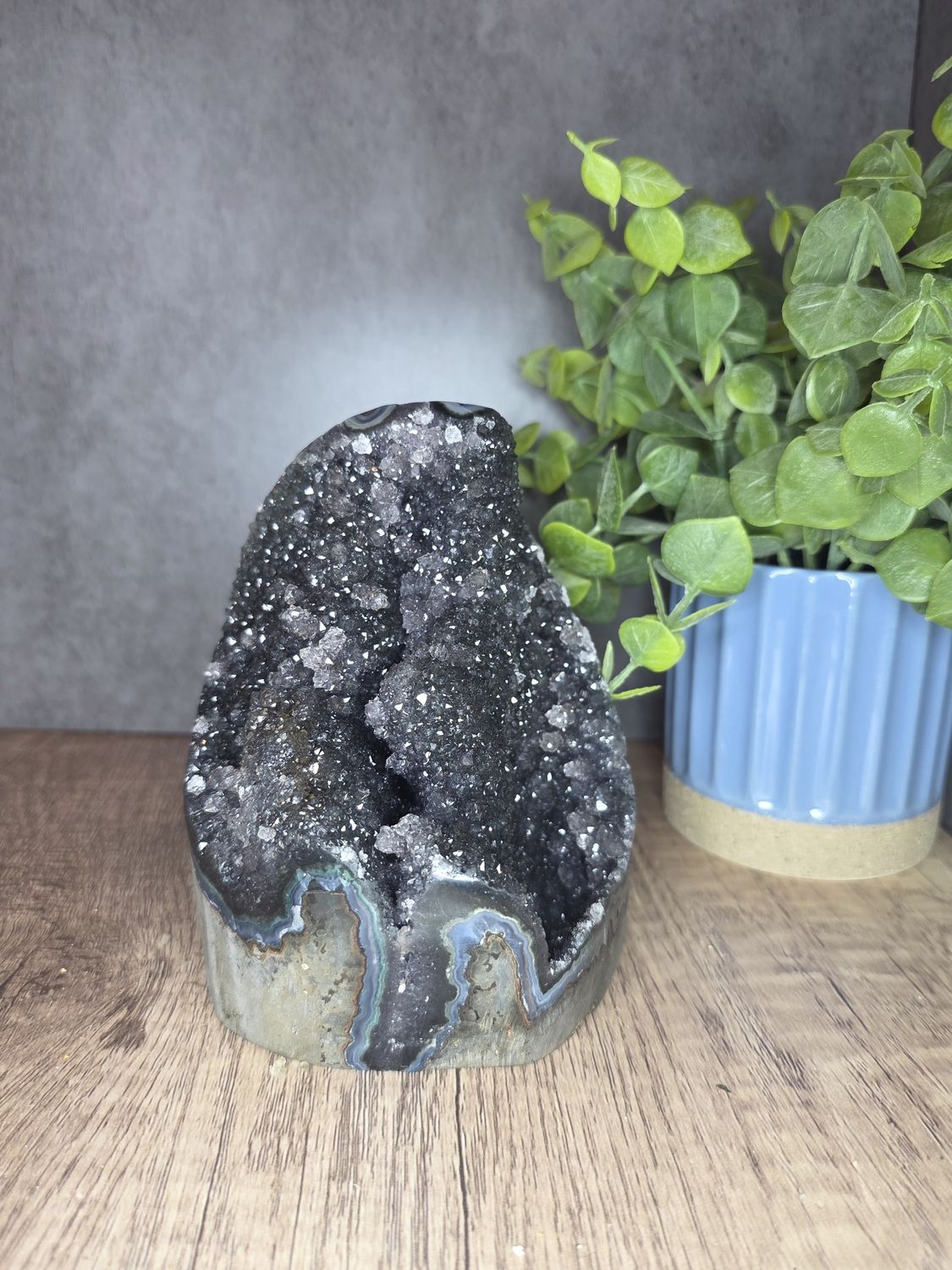 Black Amethyst w/stalactites, cathedral