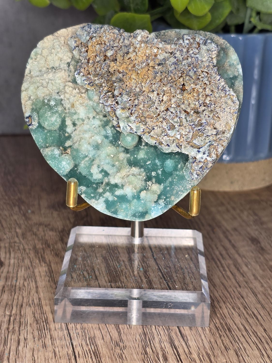 Blue Aragonite w/Azurite heart