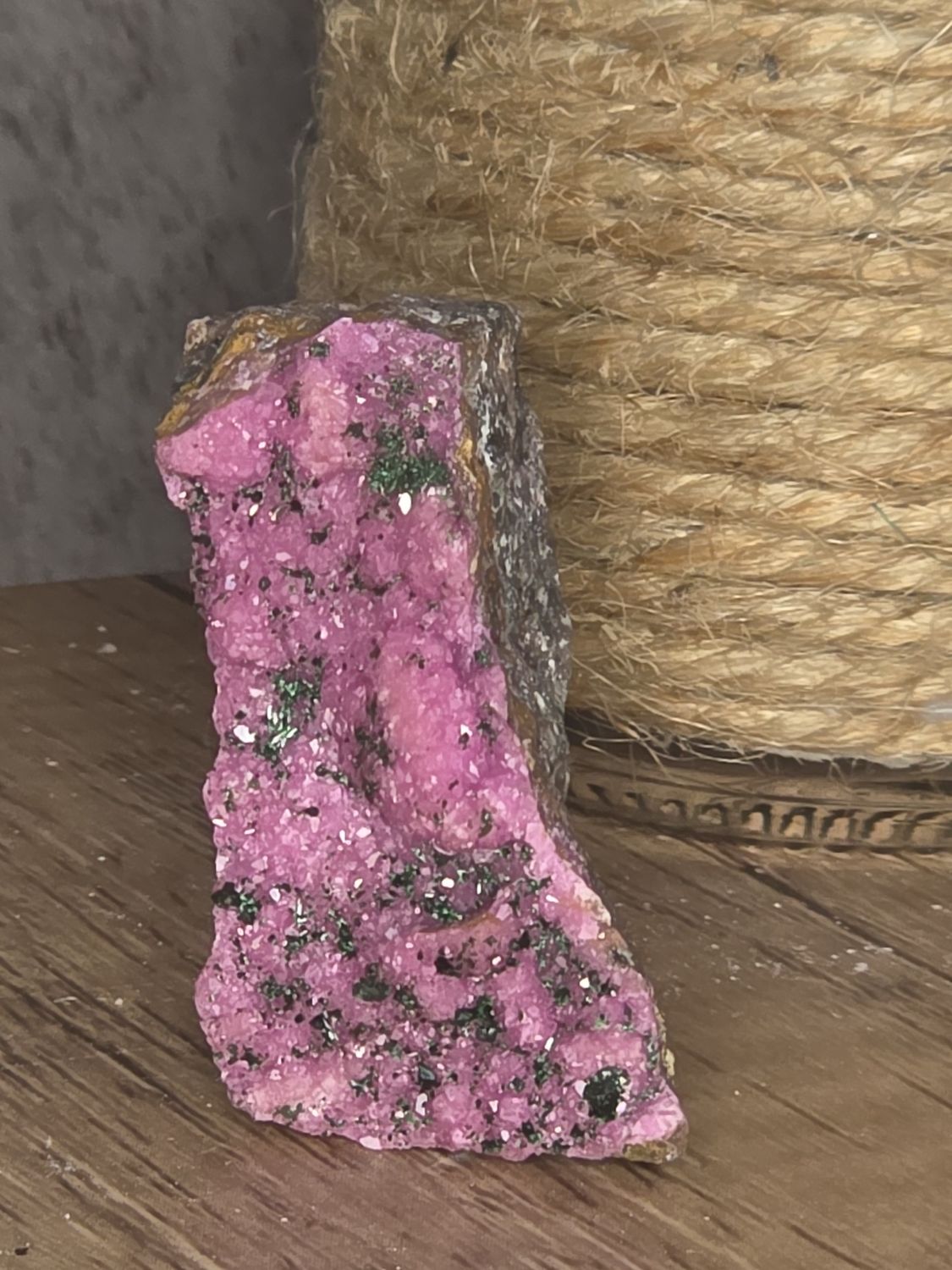 Cobalt Calcite w/Malachite