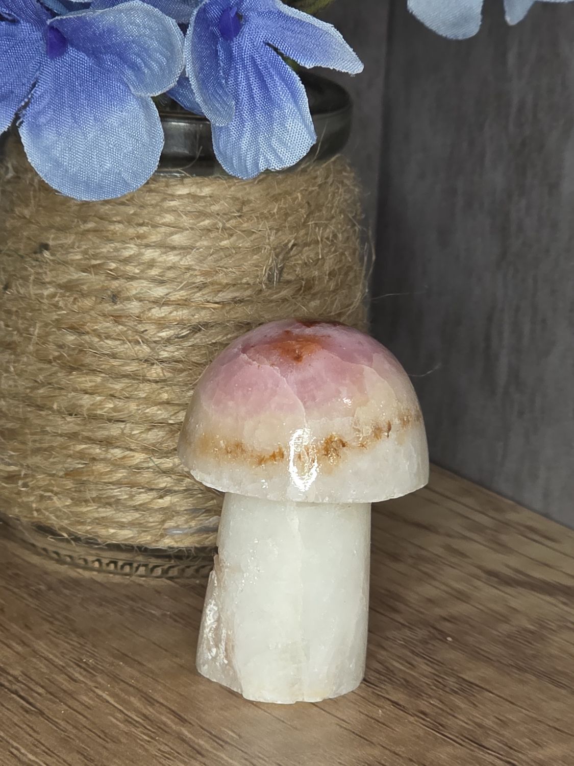 Pink Aragonite Mushroom