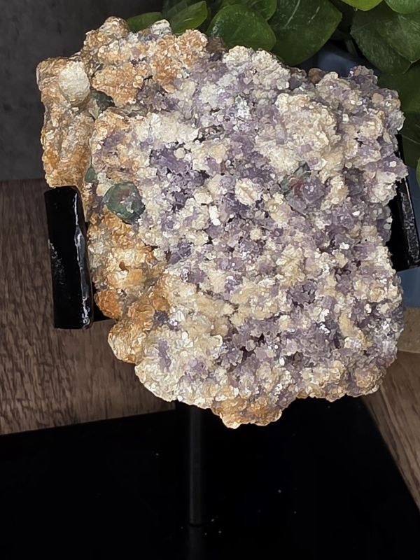 Lepidolite w/Watermelon Tourmaline on custom metal stand