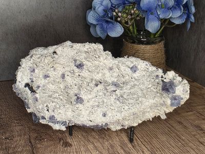 Blue Fluorite w/Purple saturation, Quartz &amp; Siderite in eroded matrix #2