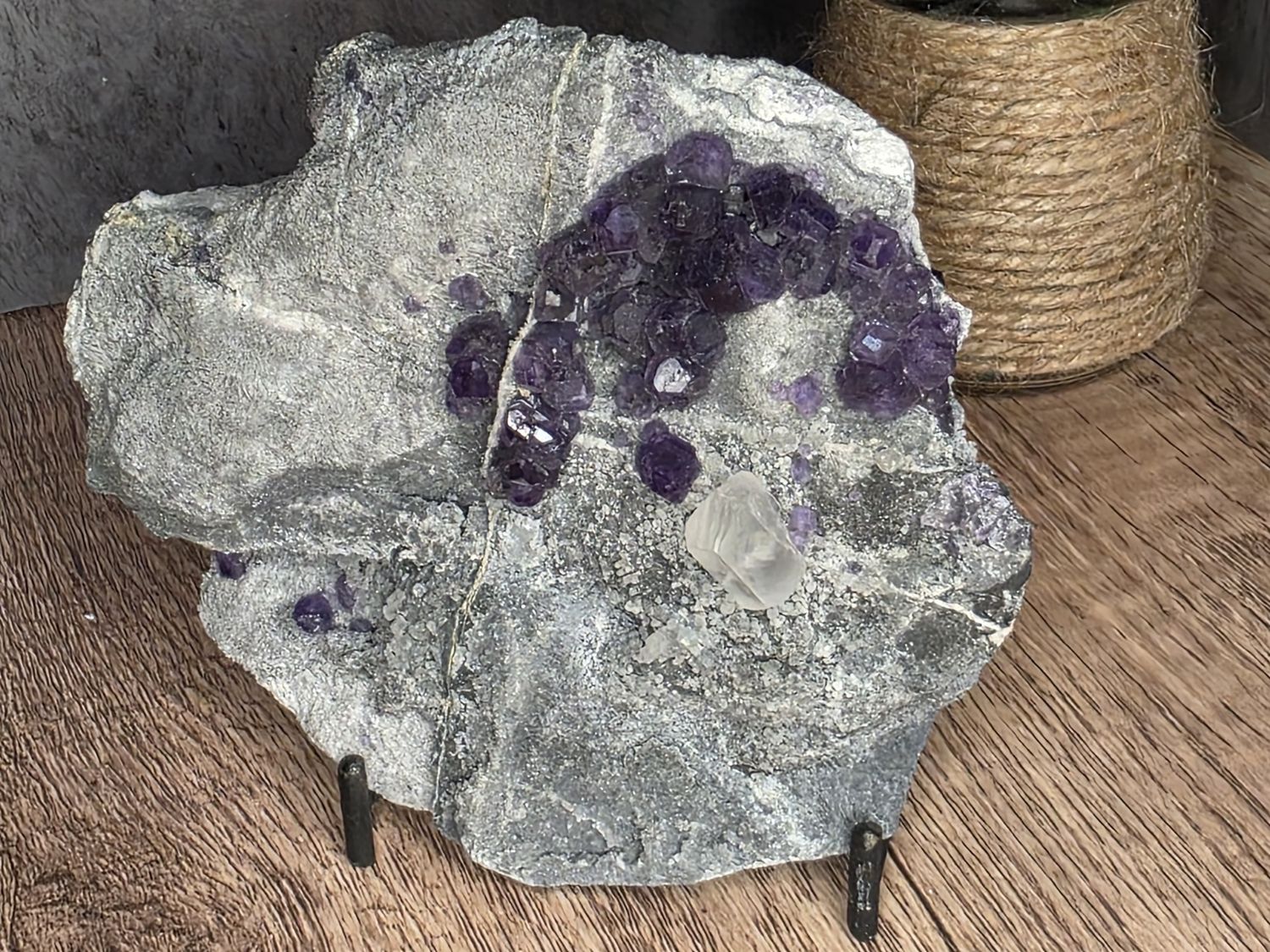 Hexagonal Calcite w/purple Fluorite in matrix