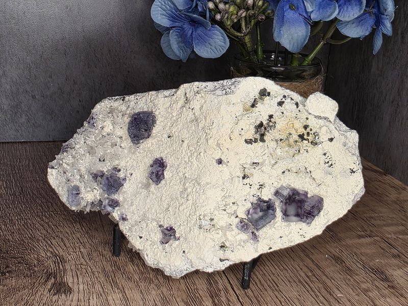 Blue Fluorite w/Purple saturation, Quartz &amp; Siderite in eroded matrix