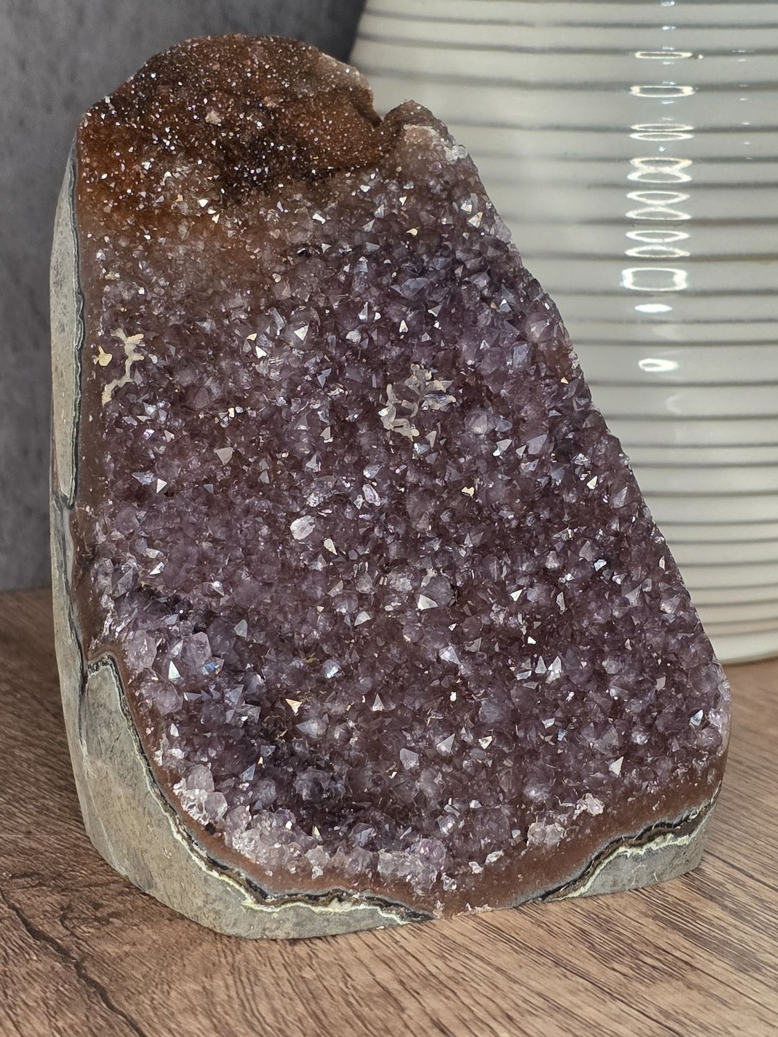 Two-toned Amethyst w/freestanding cut base