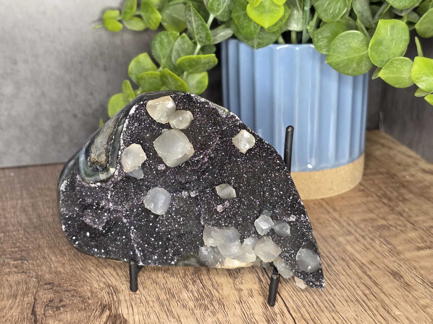 Black galaxy Amethyst w/Calcite