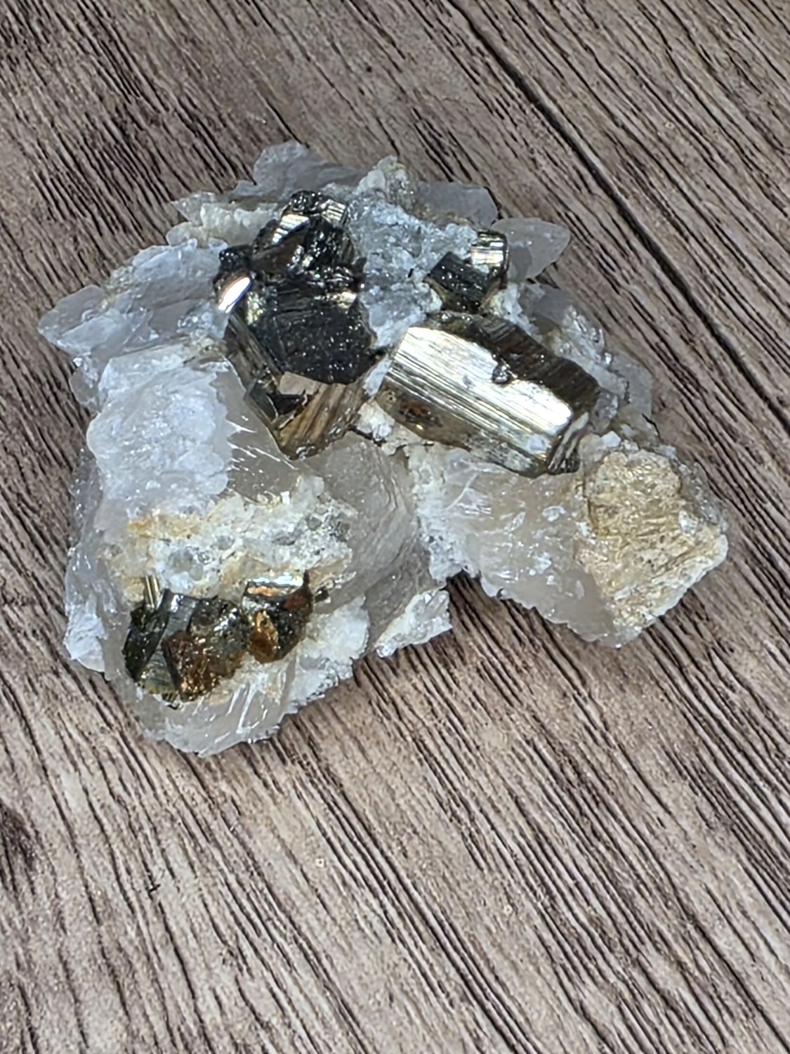 Pyrite on  Quartz