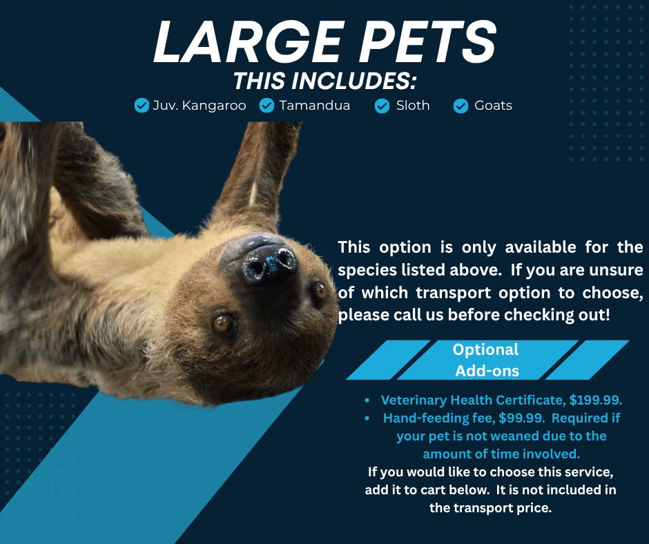 Large Pet Transport, Choose: 1 - 500 Miles