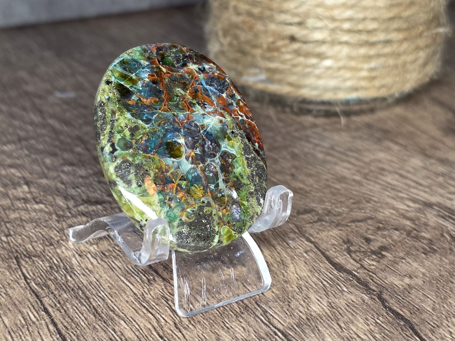 Multicolor Plume Agate, cabochon