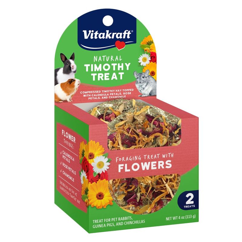 Vitakraft Natural Timothy Small Animal Treat w/ Flowers 1ea/4 oz, 2 pk