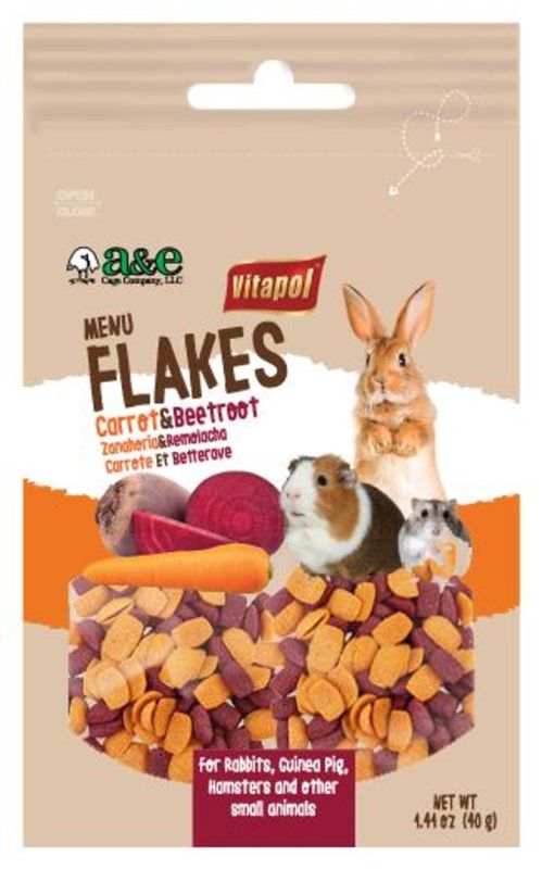 A &amp; E Cages Vitapol Menu Flakes Carrot &amp; Beetroot Small Animal Treats 1ea/4.4 oz