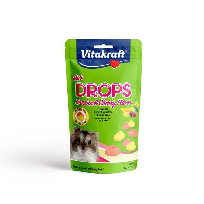 Vitakraft Mini Drops w/Banana &amp; Cherry Flavor Treat for Small Animals 1ea/2.5 oz