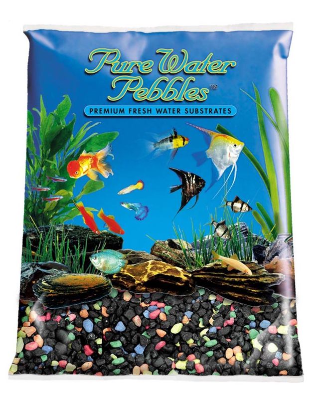 Pure Water Pebbles Premium Fresh Water Coated Aquarium Gravel Black Beauty, 6ea/5 lb