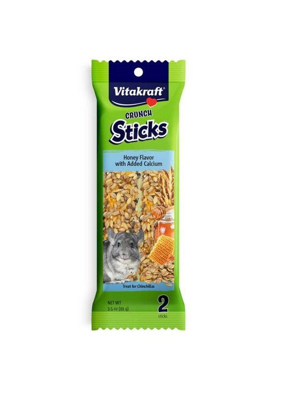 Vitakraft Crunch Sticks Chinchilla Treats Honey w/Calcium, 1ea/3.5 oz, 2 ct