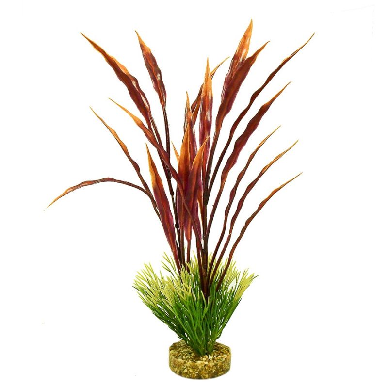 Blue Ribbon Pet Products ColorBurst Florals Gravel Base Atoll Grass Plant Green, Red, 1ea/15 in