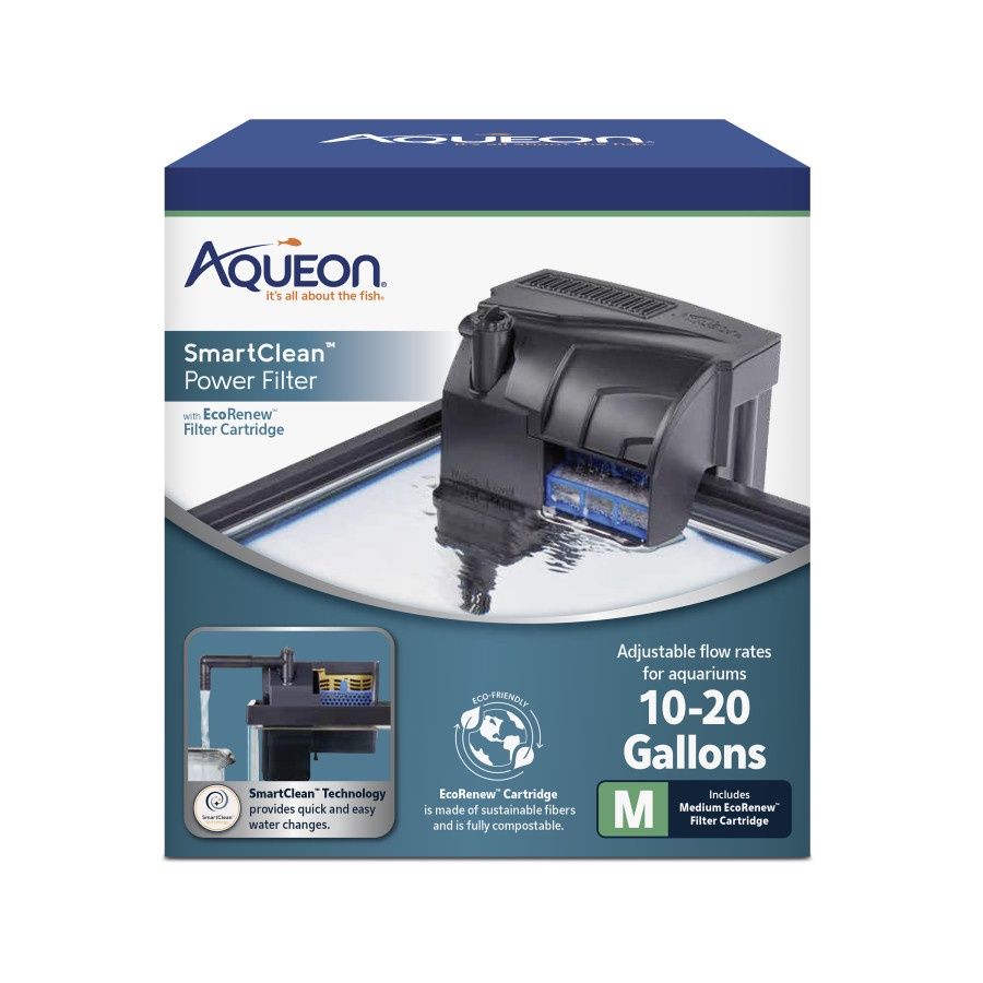 Aqueon SmartClean Power Filter with EcoRenew Filter Cartridge 1ea/10-20 gal