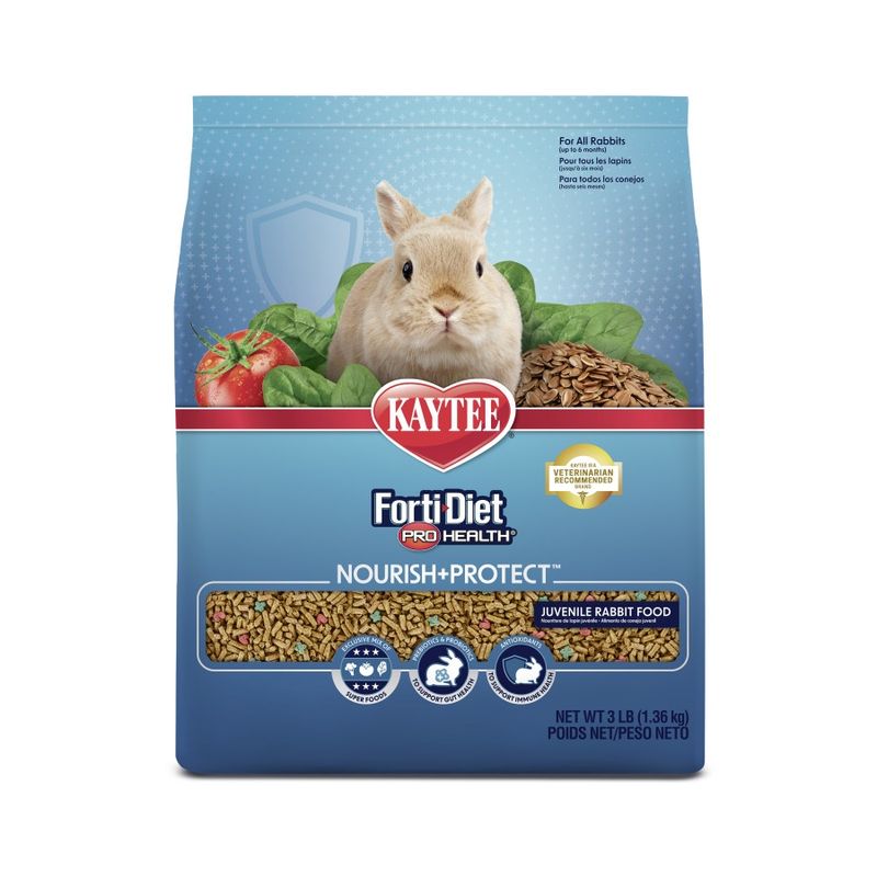 Kaytee Forti-Diet Pro Health Nourish+Protect Juvenile Rabbit Food Alfalfa, 1ea/3 lb