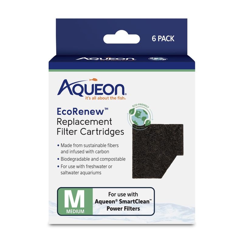 Aqueon EcoRenew Replacement Filter Cartridges 1ea/Medium, 6-pk