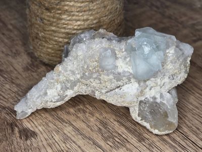 Baby Blue Fluorite on druzy Quartz