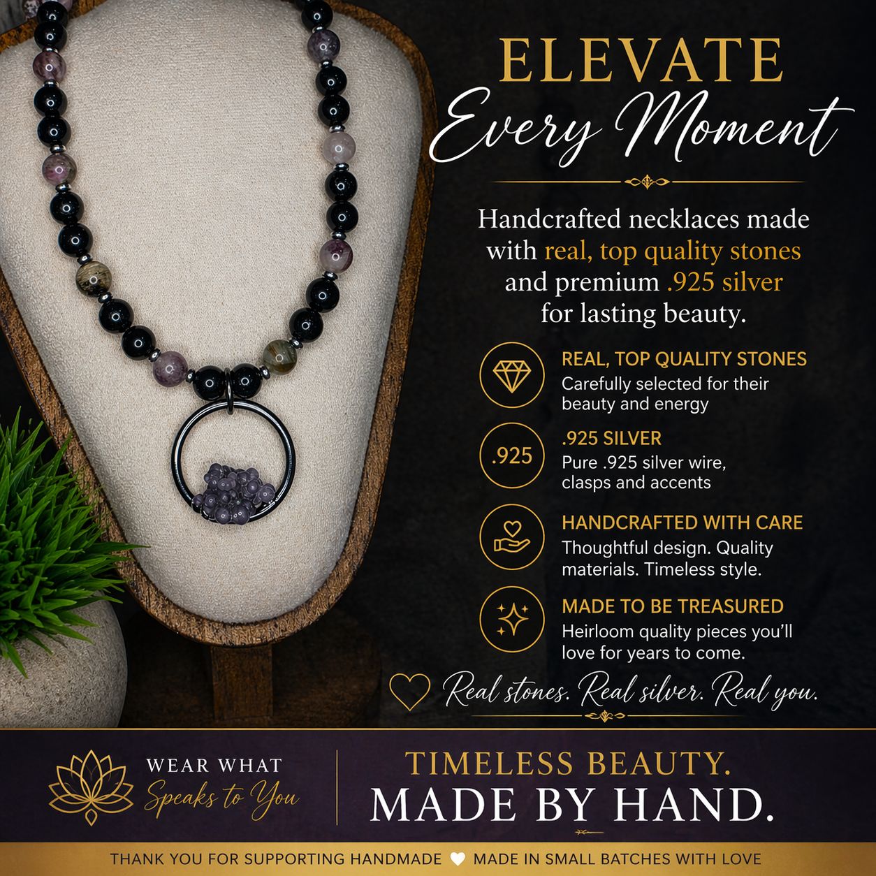 Tourmaline &amp; Grape Agate Necklace