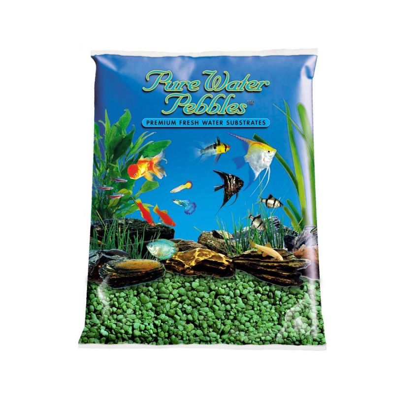 Pure Water Pebbles Premium Fresh Water Coated Aquarium Gravel Emerald Green, 6ea/5 lb