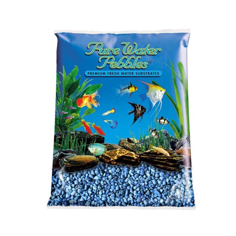 Pure Water Pebbles Premium Fresh Water Coated Aquarium Gravel Neon Blue, 6ea/5 lb