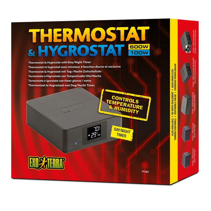 Exo Terra Thermostat 600 watt &amp; Hygrostat 100 watt with Day/Night Timer