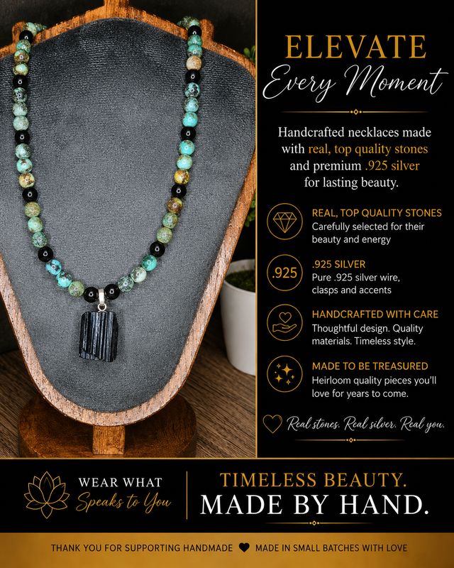 African Turquoise and Tourmaline, necklace!