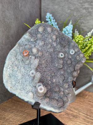 Druzy Quartz &amp; Jasper, with stalactites.  Includes custom stand!
